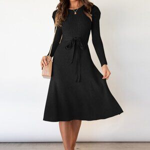 Mid-length knitted skirt, slimming high-waisted dress, bottoming sweater dress